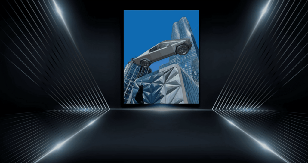 Libertà by Irina Schulz, black cat and New York skyline artwork displayed in a mockup